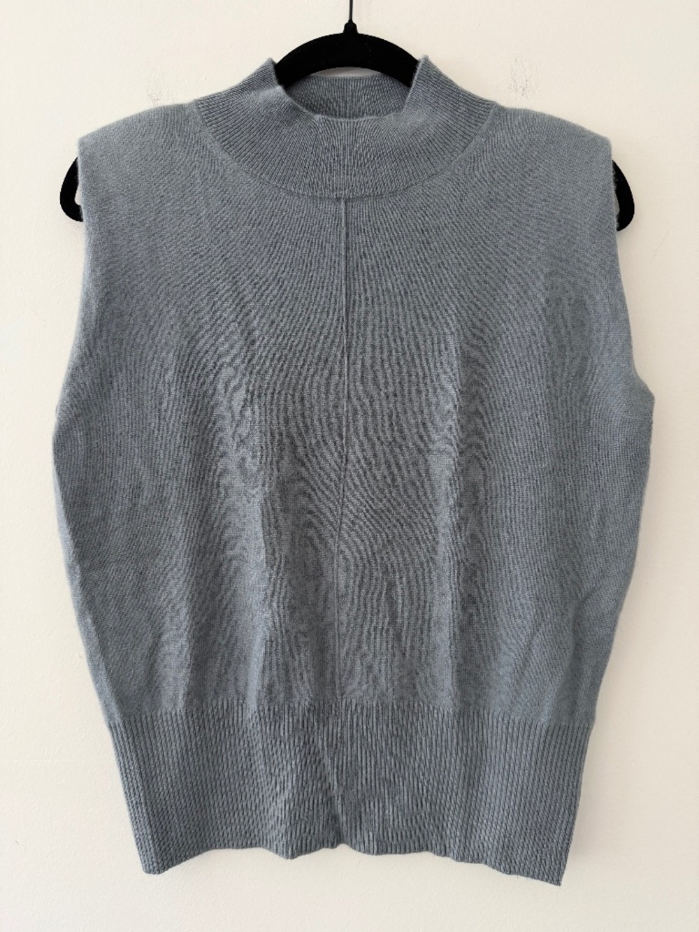 Quince 100% Mongolian Cashmere Mock Neck Sweater Vest Dusty Blue Womens Fall